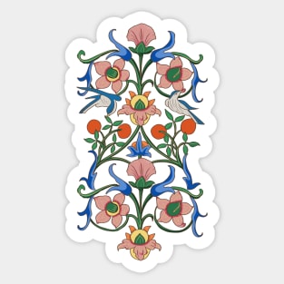 Colorful Medieval Inspired Bird Nature Pattern Sticker